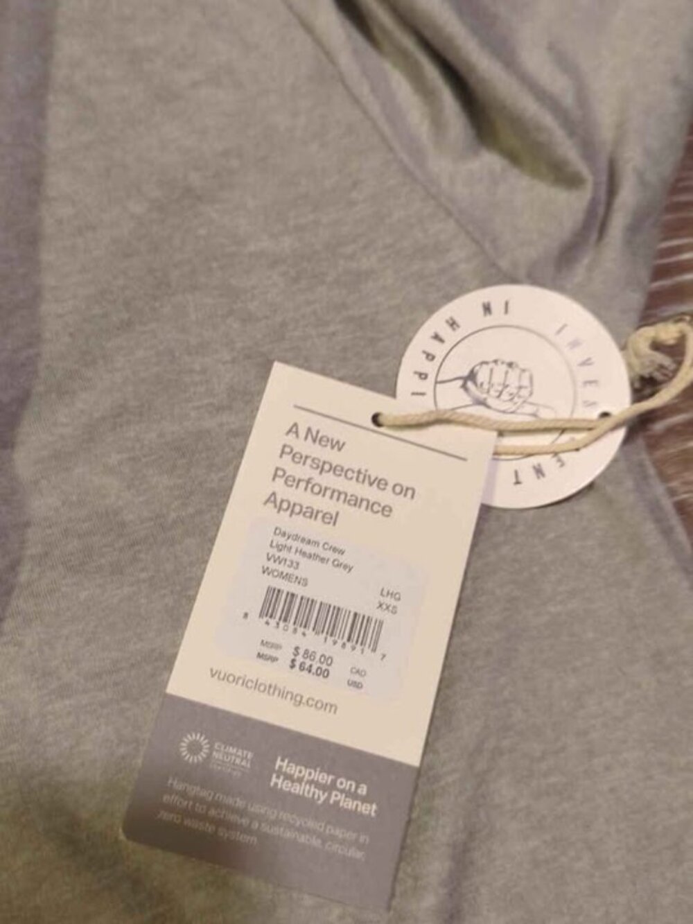 Vuori xxs daydream crew light heather gray new - Picture 4 of 4